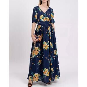 BOUTIQUE MOSCHINO Maxi Dress Silk Blend Floral Gathered Size 4